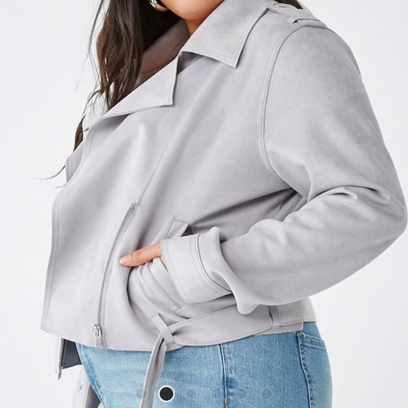 Grey Faux Suede Jacket - Picture 2 of 3